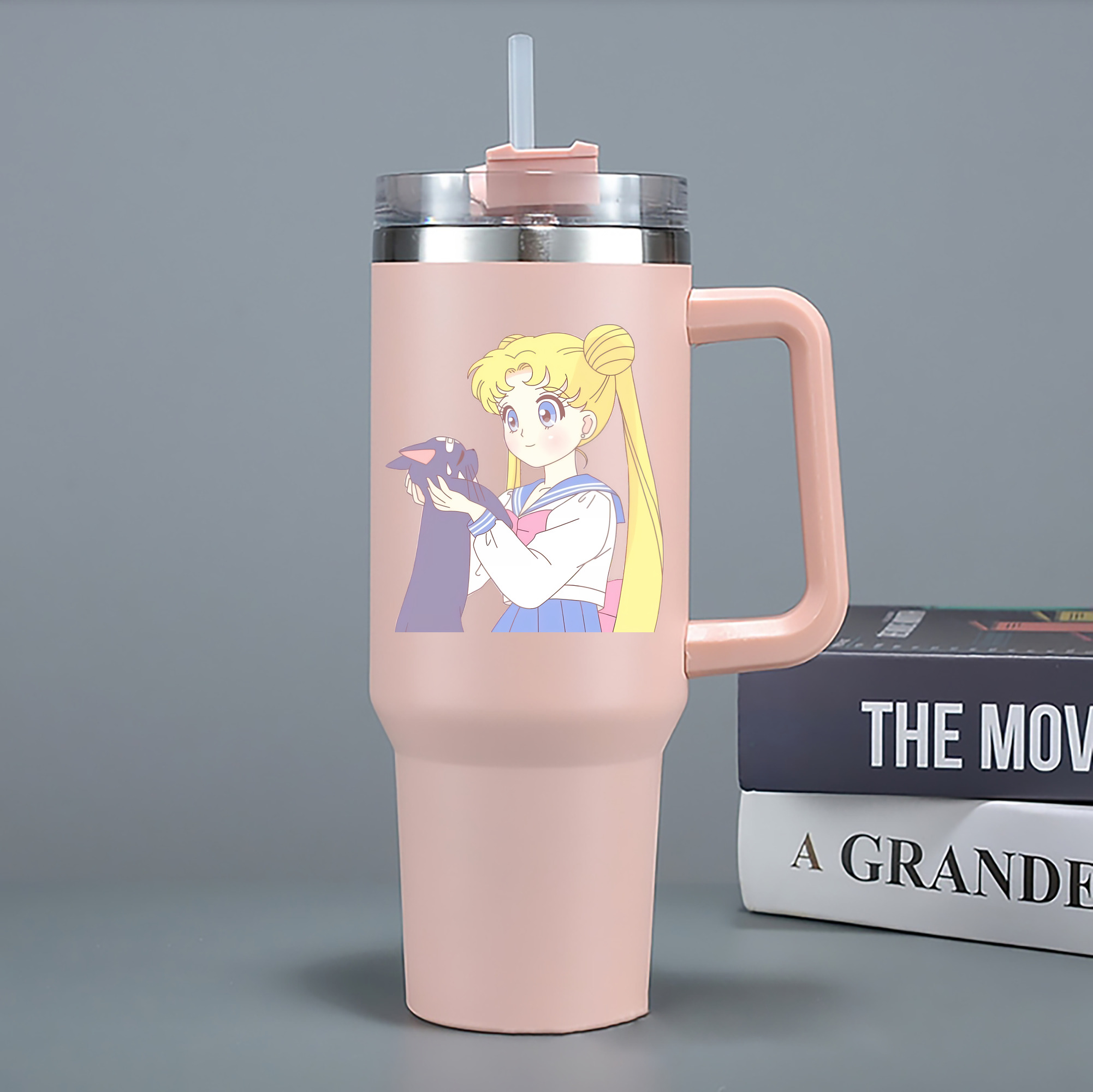 （画像用） 美少女戦士セーラームーン 愛野 美奈子 あいの みなこ Sailor Moon Aino Minako 1200mL車用タンブラー - クリスタルステッカー（プラスチックストロー付き）